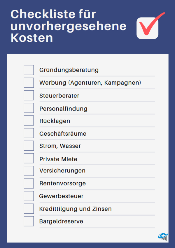 Checkliste Finanzierung unverhergesehene Kosten